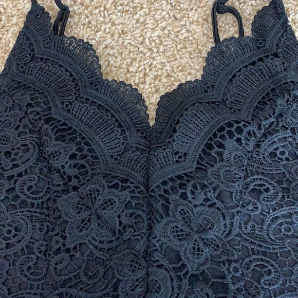Vintage black lace‎ Cami crochet crop top tank Paper Crane Size Small - Picture 3 of 11